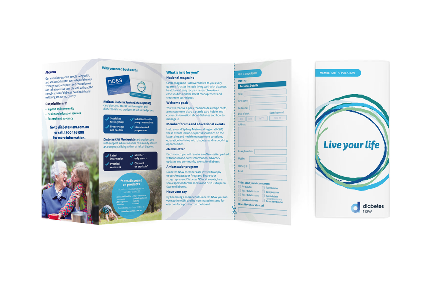 Image of DL brochure style Diabetes NSW membership form.