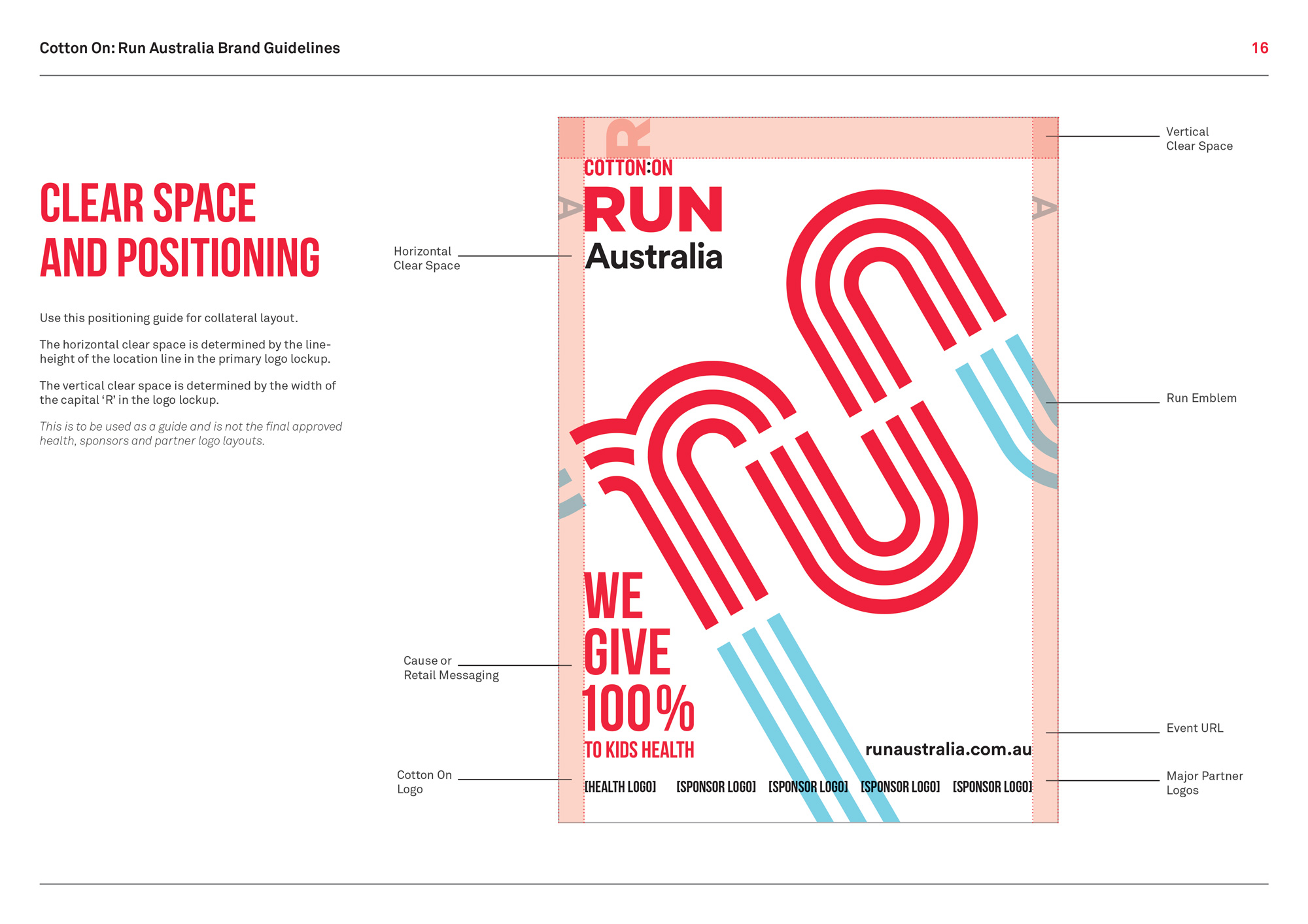 Poster layout brand guidelines for Cotton On's Run Australia.