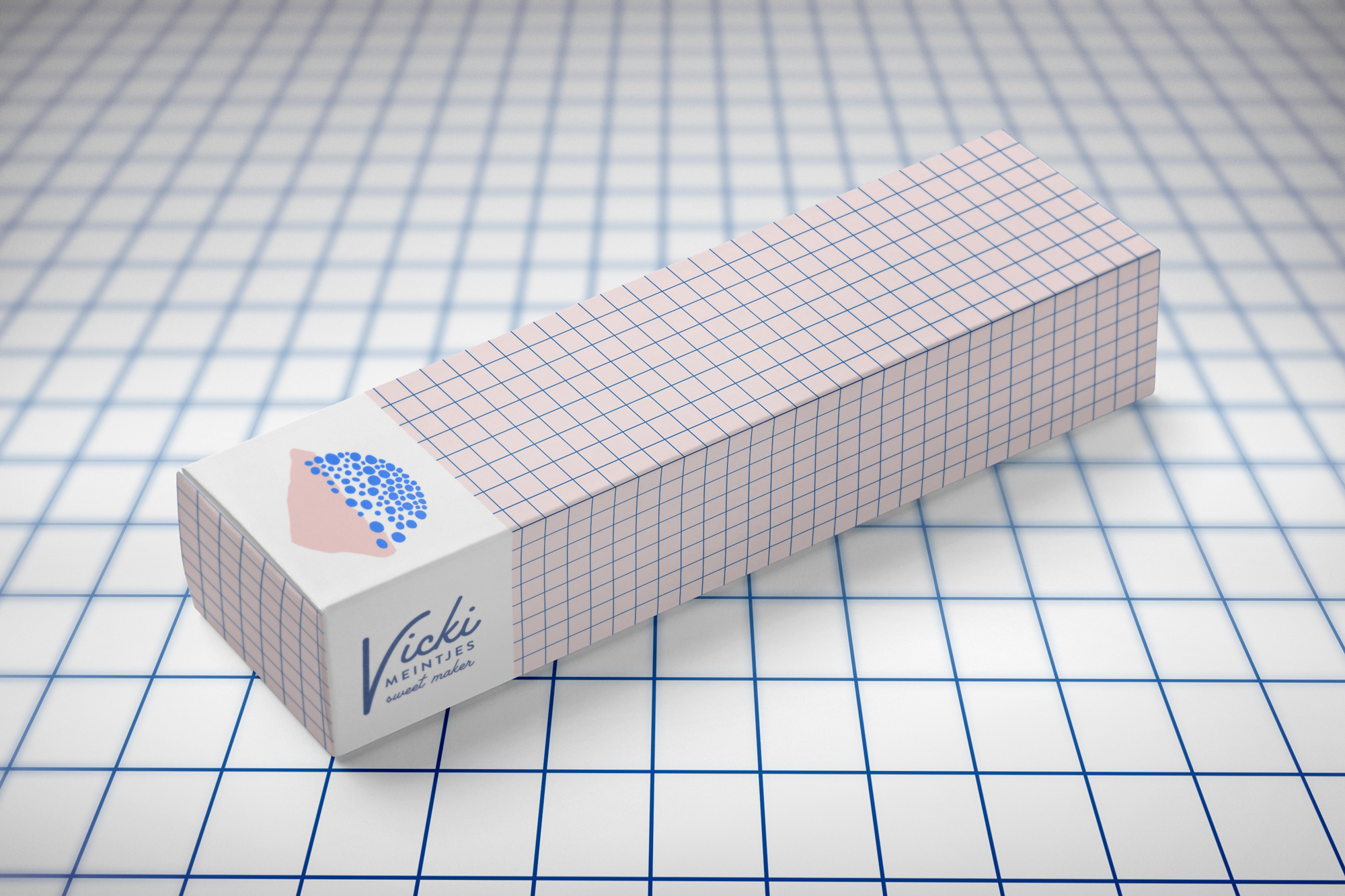 Packaging concept with grid pattern.
