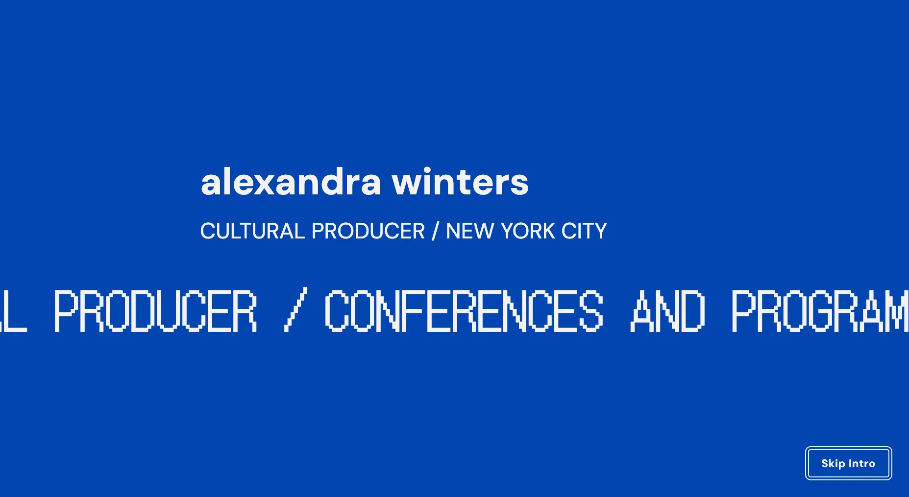 Alex Winters website splash screen